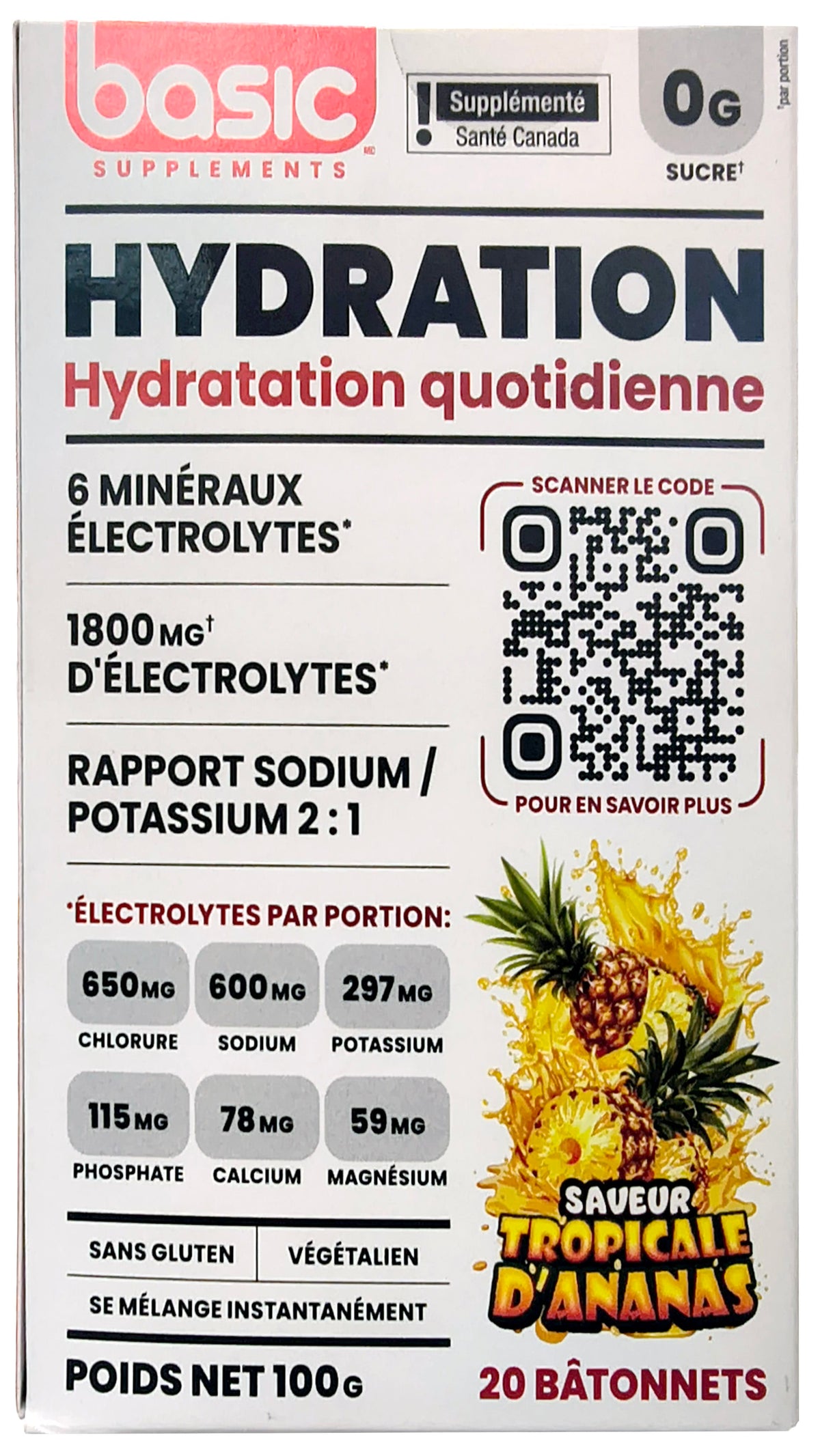BRIX Suppléments Hydratation quotidienne (ananas tropicale) 20x5g