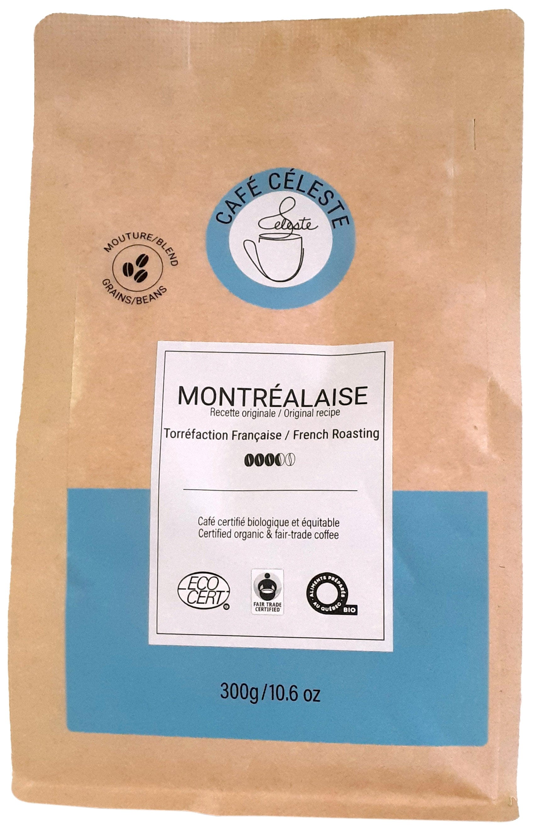 CAFÉ CÉLESTE Épicerie Café Montréalaise torréfaction française bio (grains) 300g