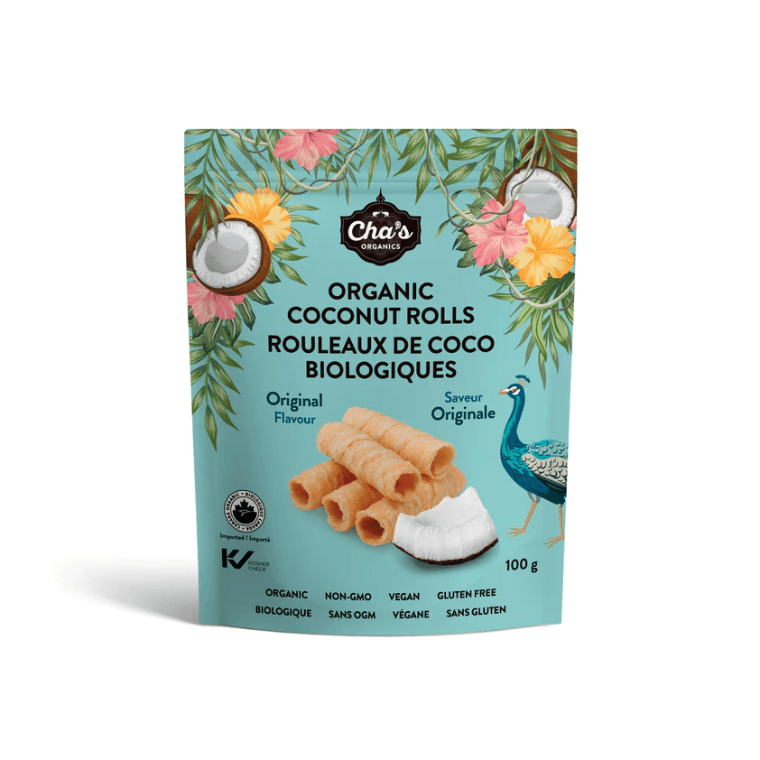 CHA'S ORGANIC Épicerie Rouleaux de coco original bio 100g