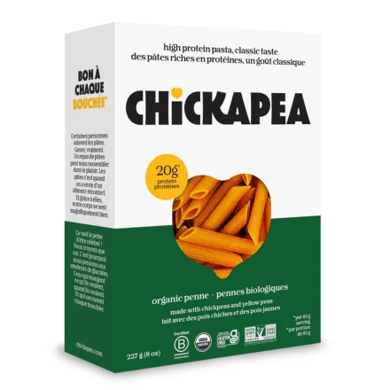 CHICKAPEA Épicerie Pâtes pennes poischiches et pois jaunes bio 227g