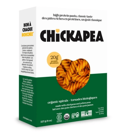 CHICKAPEA Épicerie Pâtes torsades poischiches et pois jaunes bio 227g