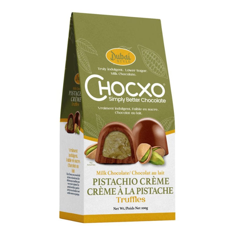 CHOCXO Épicerie Truffes à la crème à la pistache et au chocolat au lait bio 100g