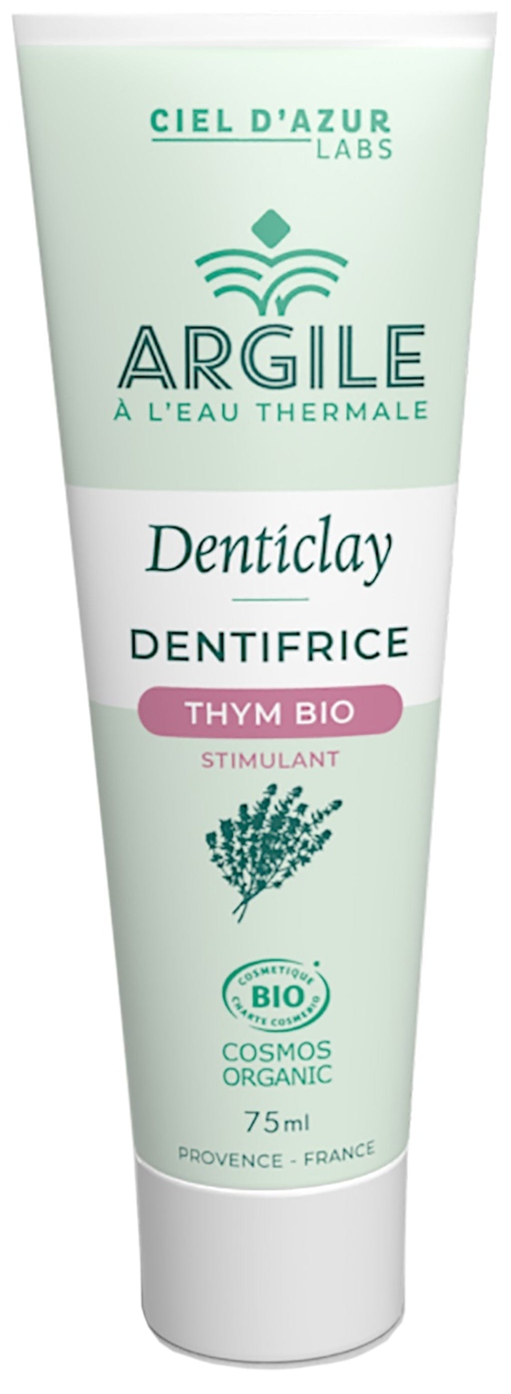 CIEL D'AZUR Soins & beauté Dentifrice à l'argile au thym bio (stimulant)  75ml