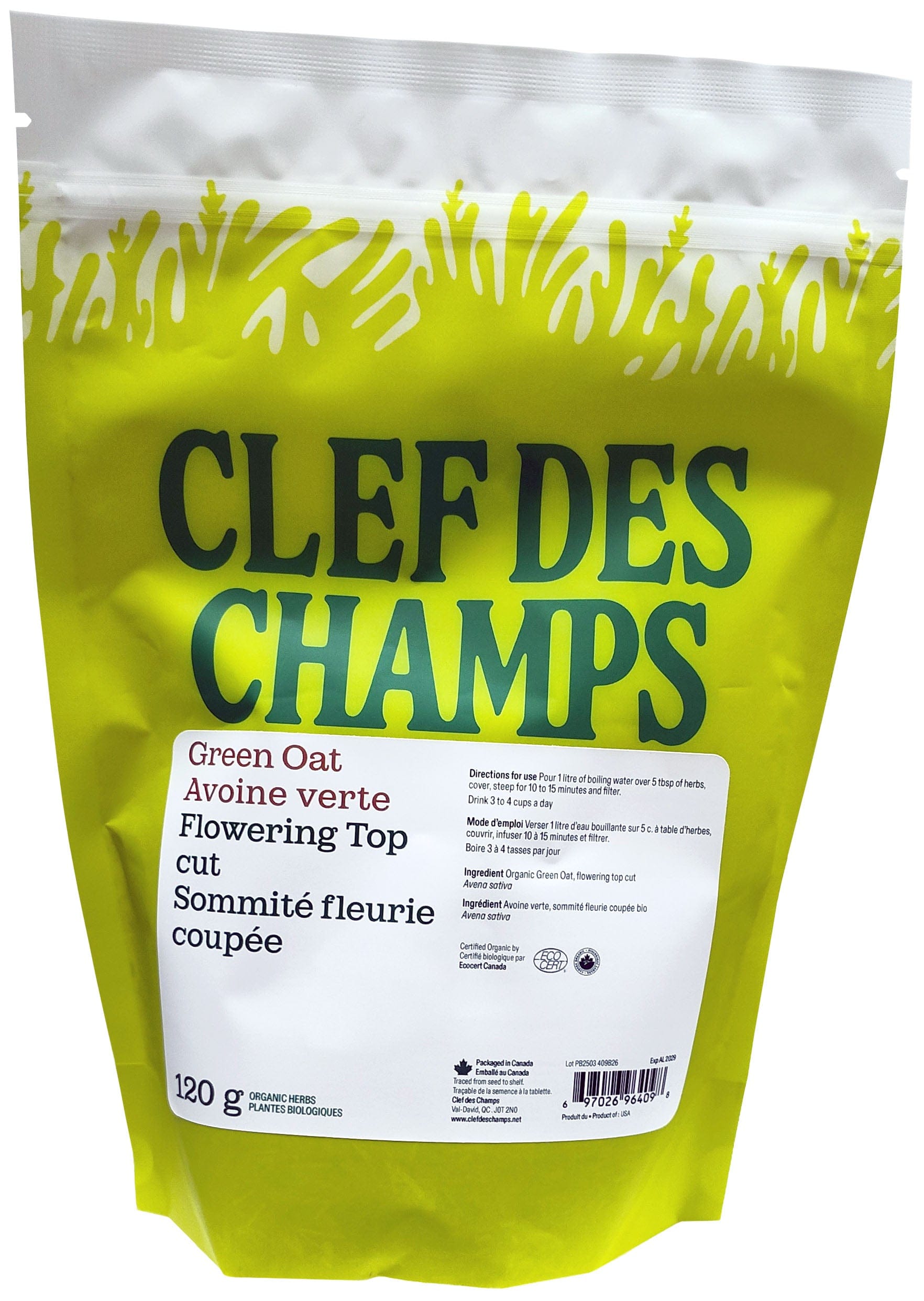 CLEF DES CHAMPS Suppléments Avoine bio (tige verte en fleur) 120g