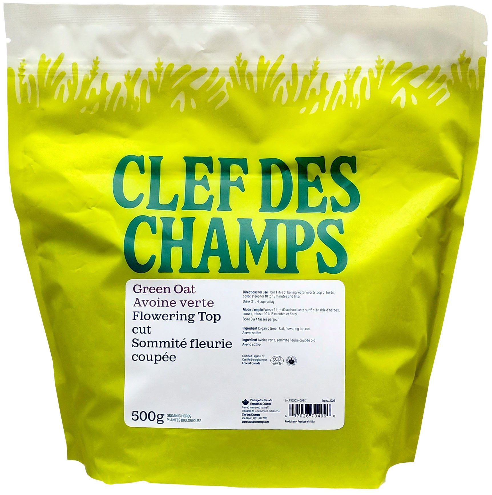 CLEF DES CHAMPS Suppléments Avoine (tige verte en fleur) 500g