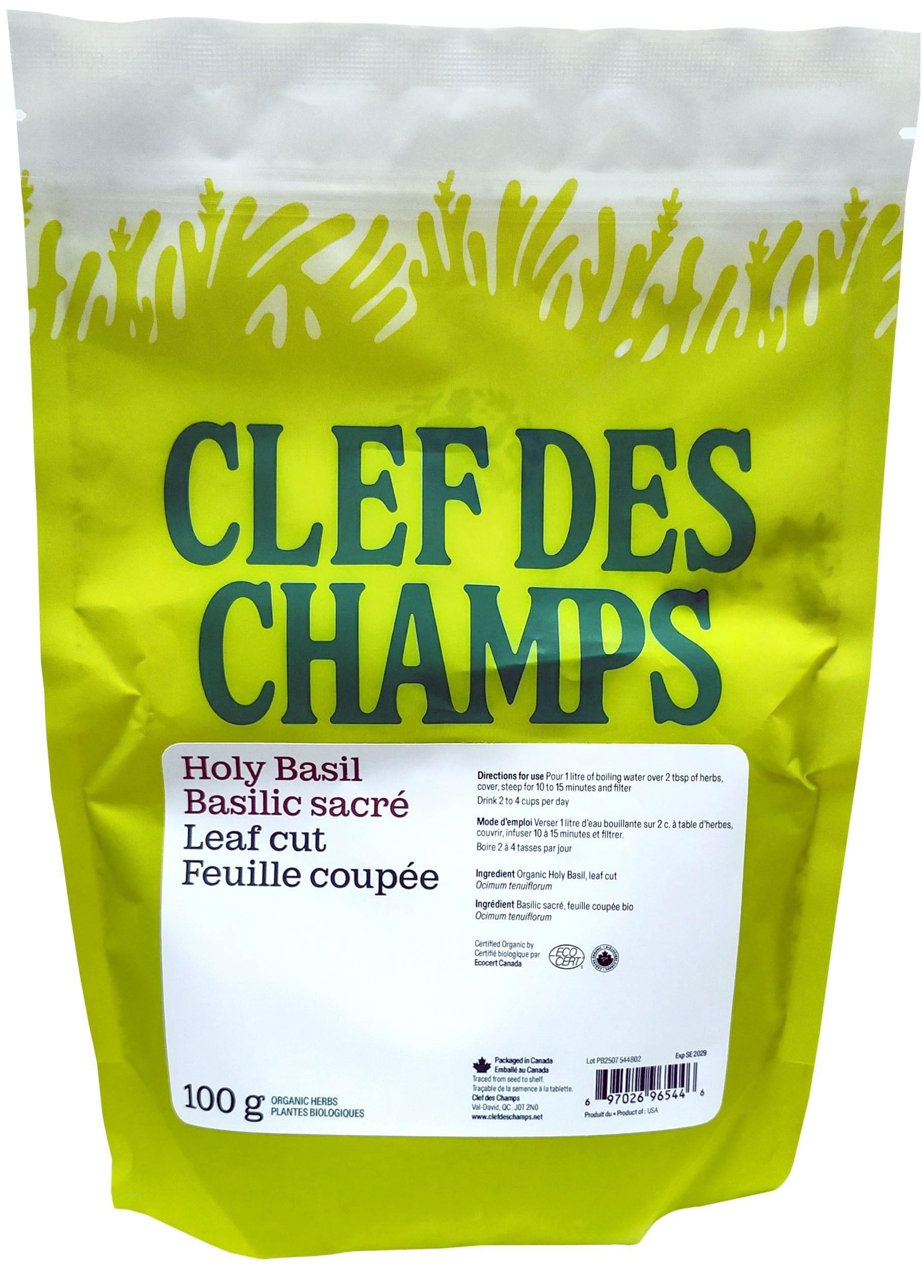 CLEF DES CHAMPS Suppléments Basilic sacré bio (feuille) 100g