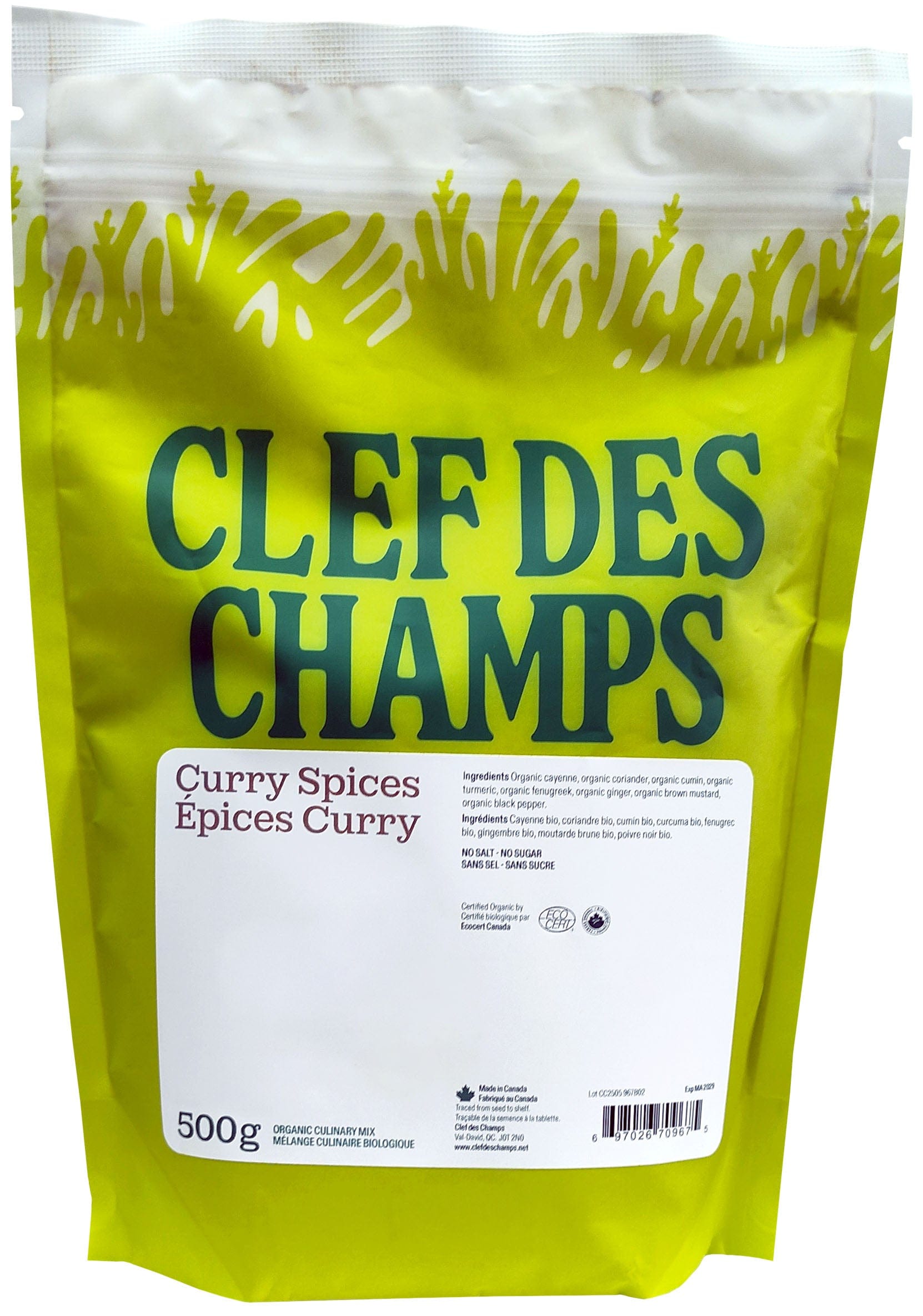 CLEF DES CHAMPS Suppléments Curry (sans sucre / sans sel) 500g