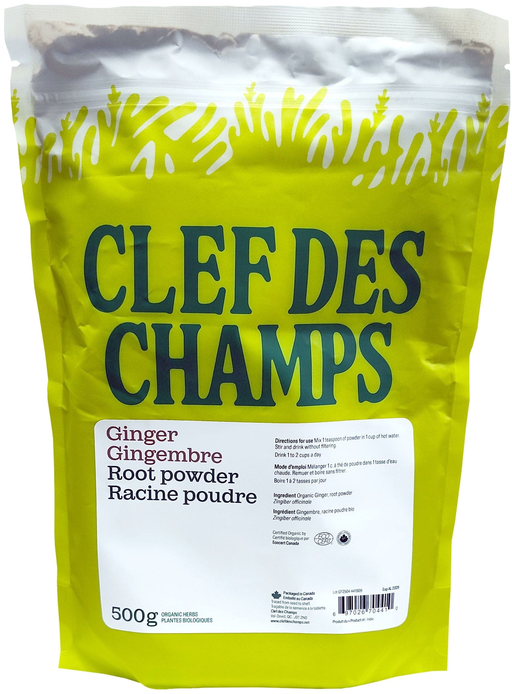 CLEF DES CHAMPS Suppléments Gingembre (poudre) 500g