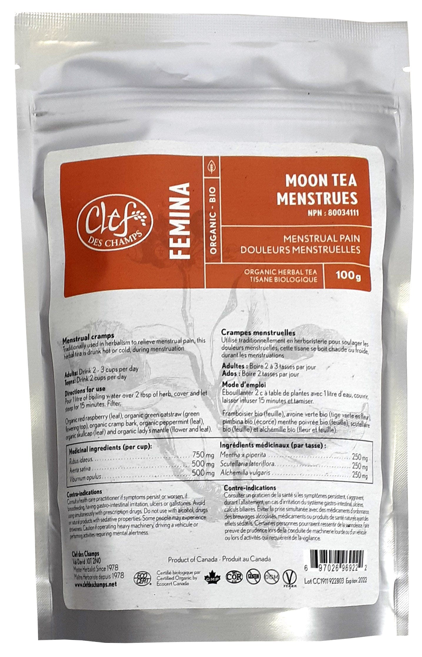 CLEF DES CHAMPS Suppléments Menstrue (femina douleur menstruelles) 100g