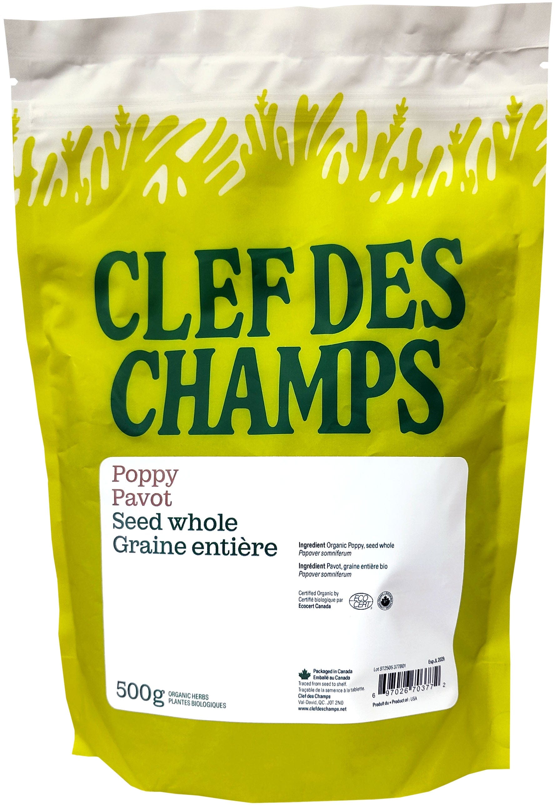 CLEF DES CHAMPS Suppléments Pavot (graine) 500g