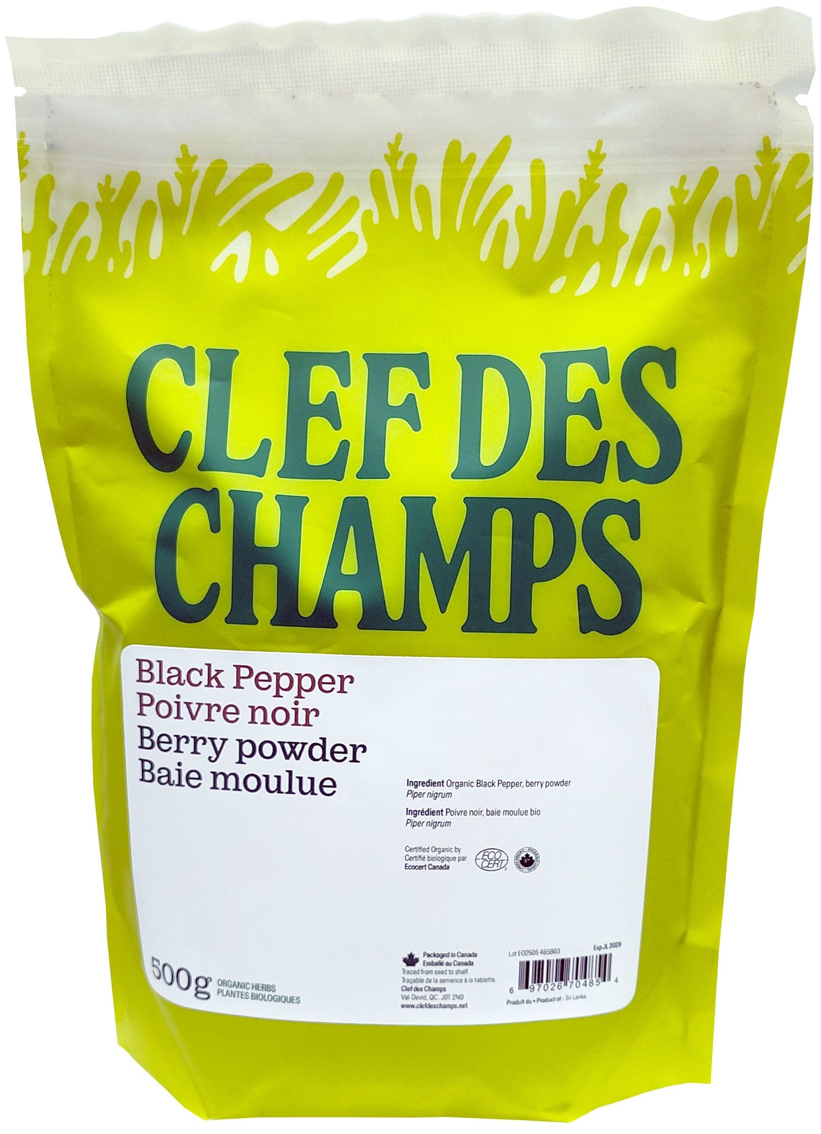 CLEF DES CHAMPS Suppléments Poivre noir (moulu) 500g