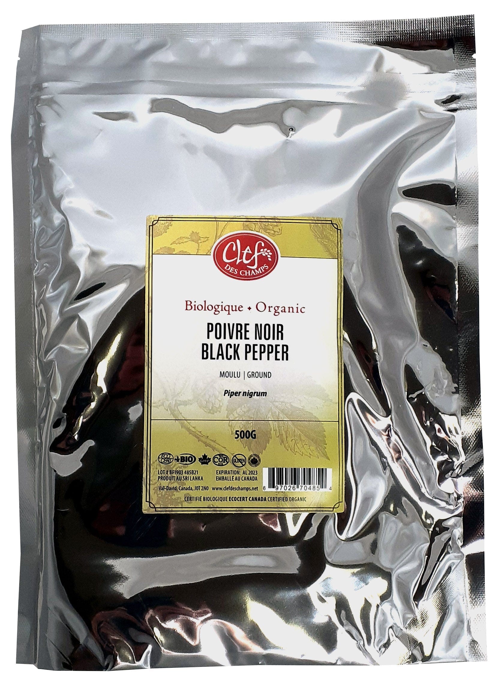 CLEF DES CHAMPS Suppléments Poivre noir (moulu) 500g