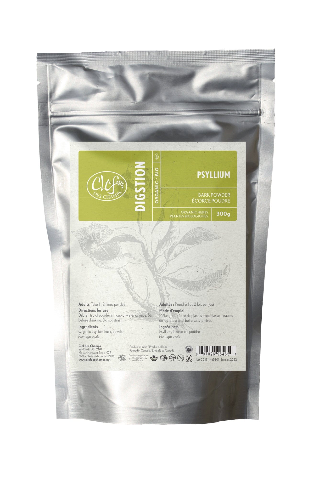 CLEF DES CHAMPS Suppléments Psyllium bio 300g