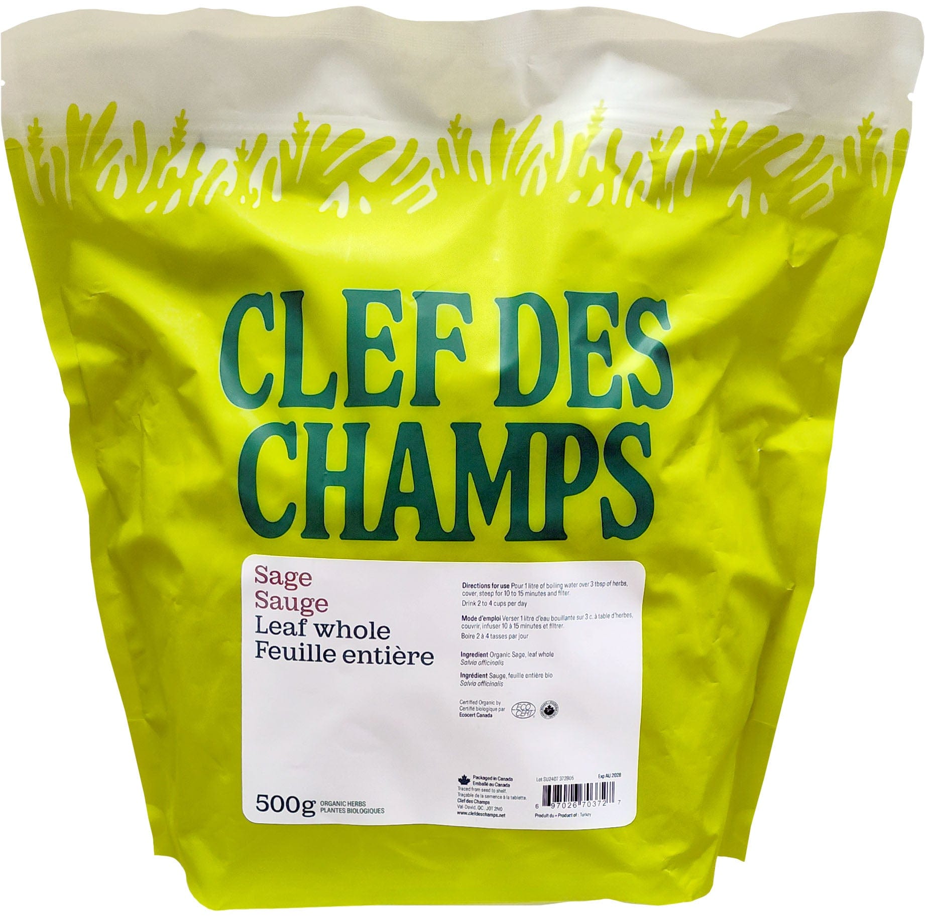 CLEF DES CHAMPS Suppléments Sauge entière (feuille) 500g