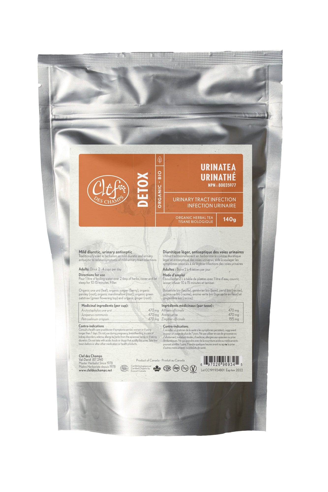 CLEF DES CHAMPS Suppléments Urinathé (detox infection urinaire) 140g