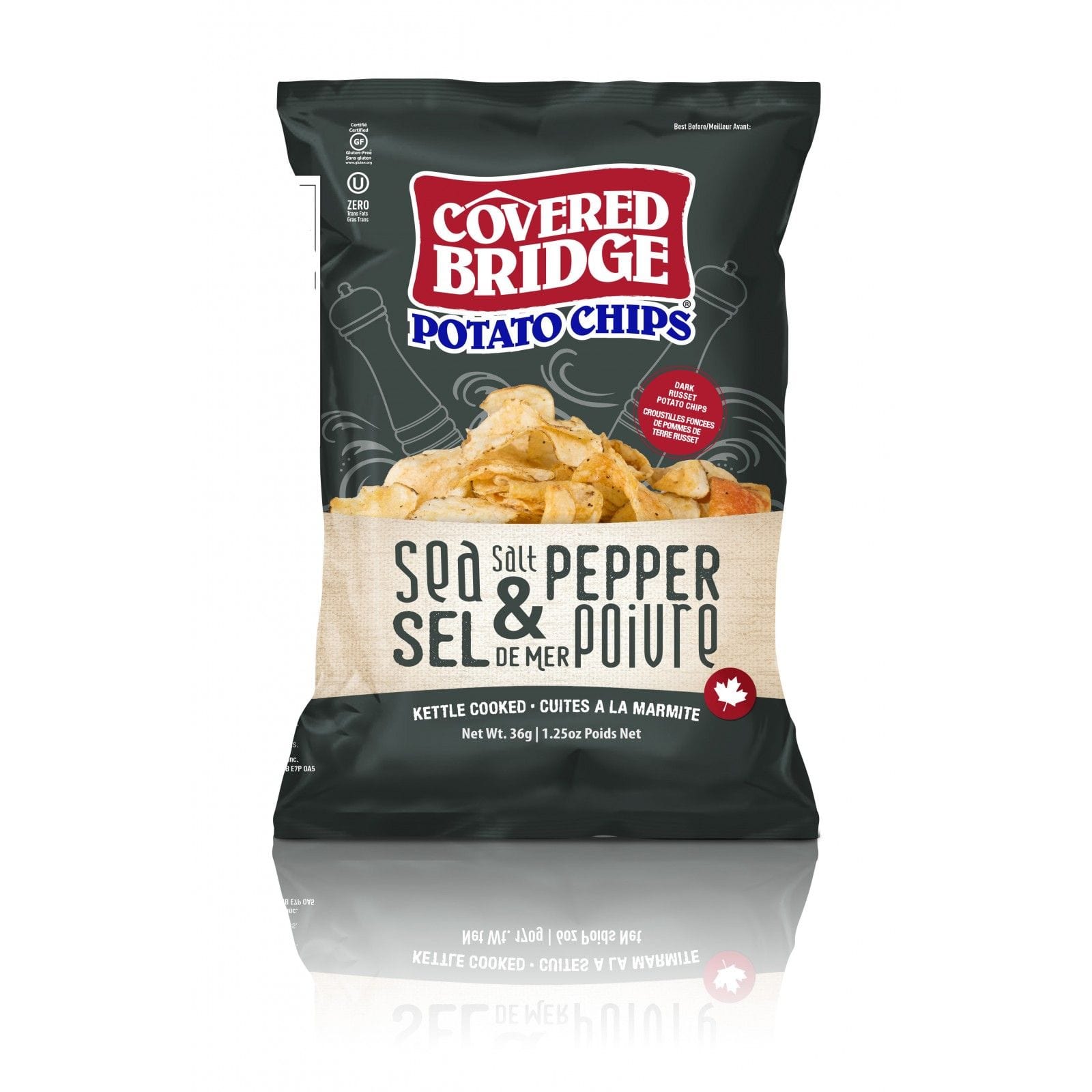 COVERED BRIDGE Épicerie Croustilles sel de mer et poivre 170g