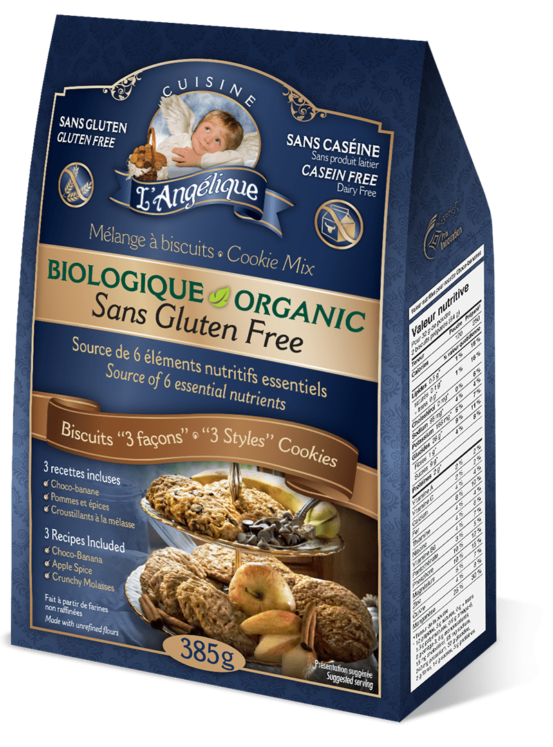 CUISINE L'ANGÉLIQUE Épicerie Mélange à biscuits "3 façons" biologique 385g
DATE DE PÉREMPTION : 3 NOVEMBRE 2026