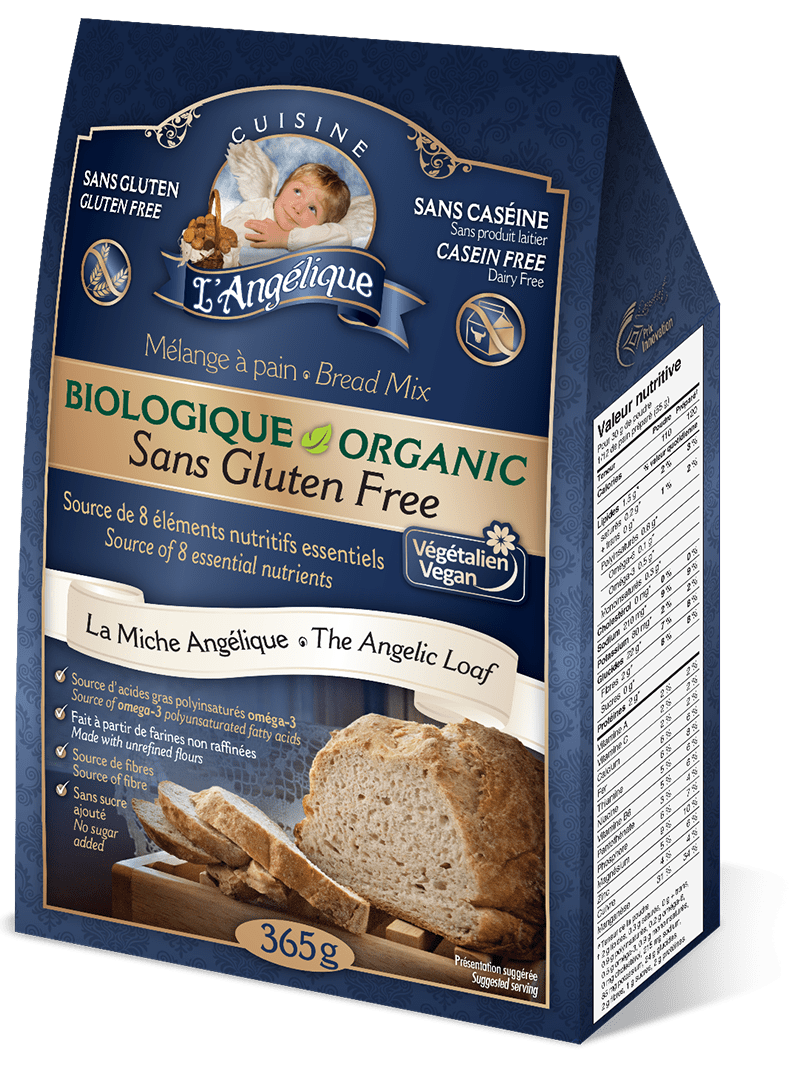 CUISINE L'ANGÉLIQUE Épicerie Mélange à pain la miche Angélique biologique 365g
DATE DE PÉREMPTION : 5 NOVEMBRE 2025