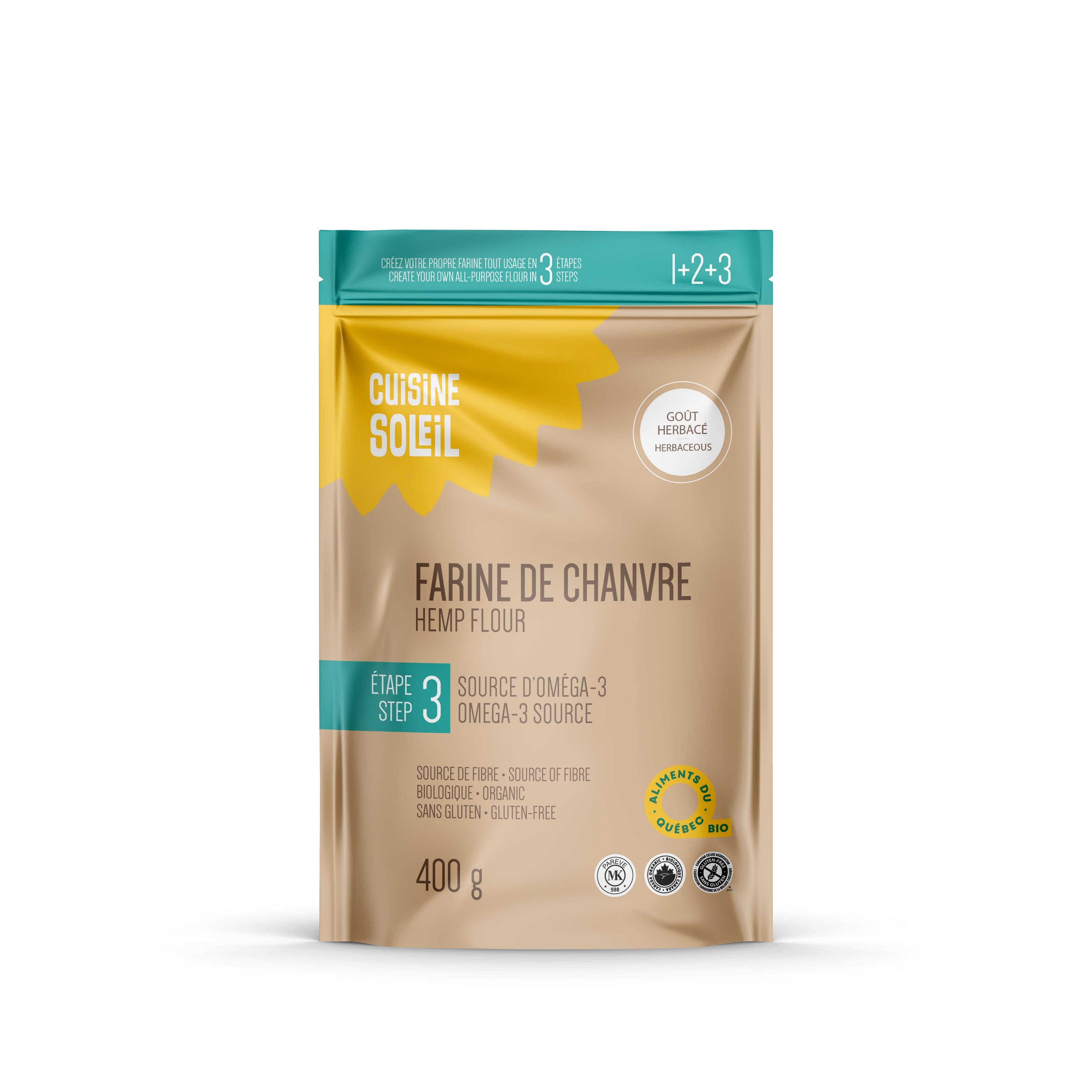 CUISINE SOLEIL Épicerie Farine de chanvre bio 400g