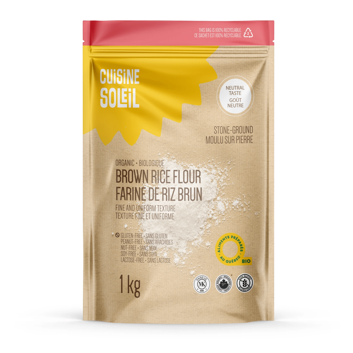 CUISINE SOLEIL Épicerie Farine de riz brun moulue sur pierre biologique 1kg