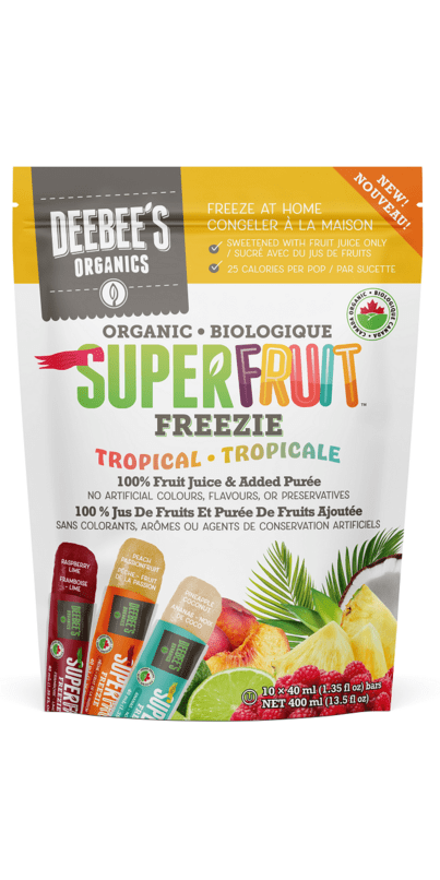 DEEBEE'S ORGANICS Épicerie Barres à jus biologiques superfruit tropicaux pour congeler  10x40ml