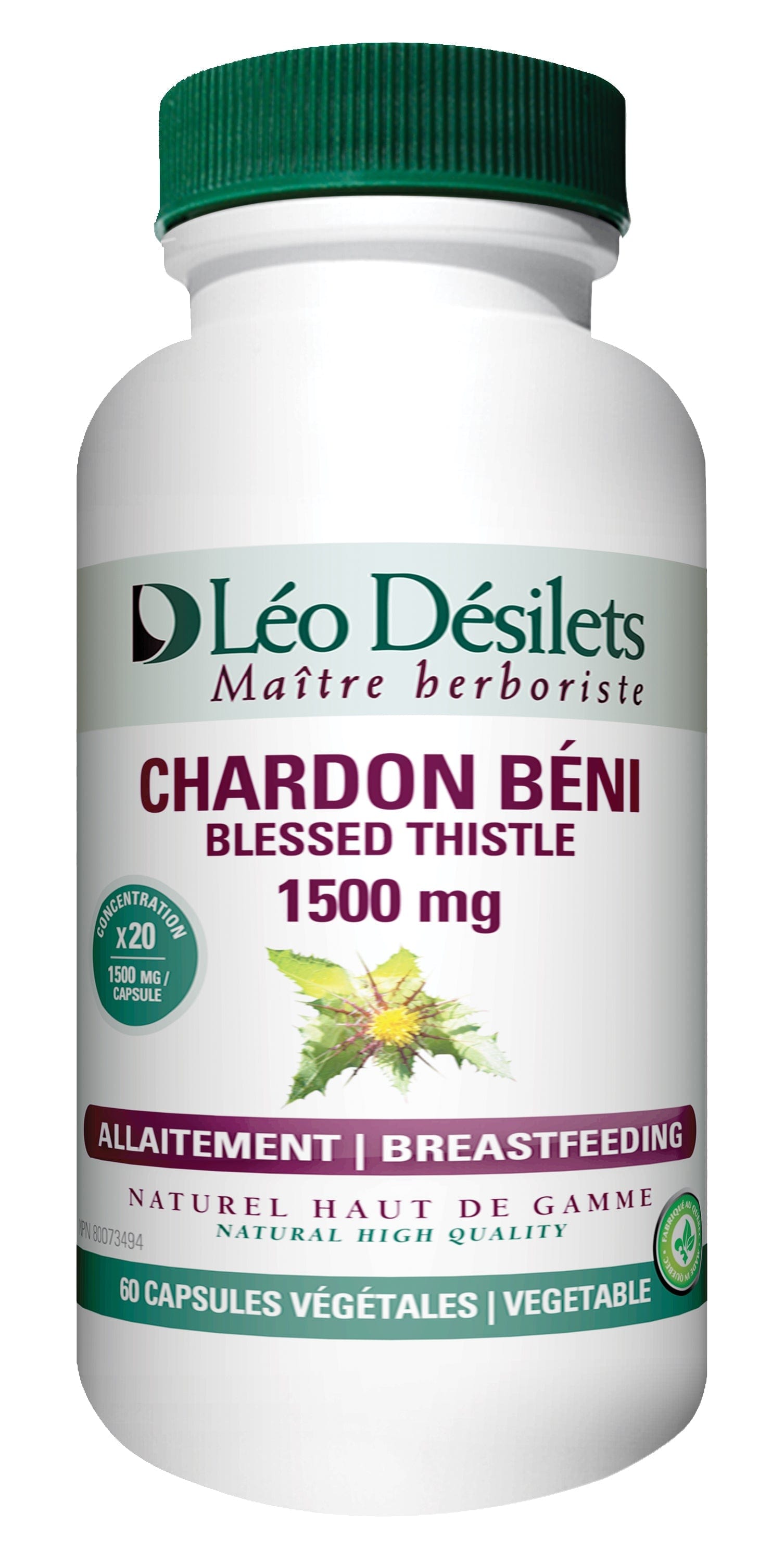 DÉSILETS LÉO Suppléments Chardon béni 20:1 1500mg 60caps