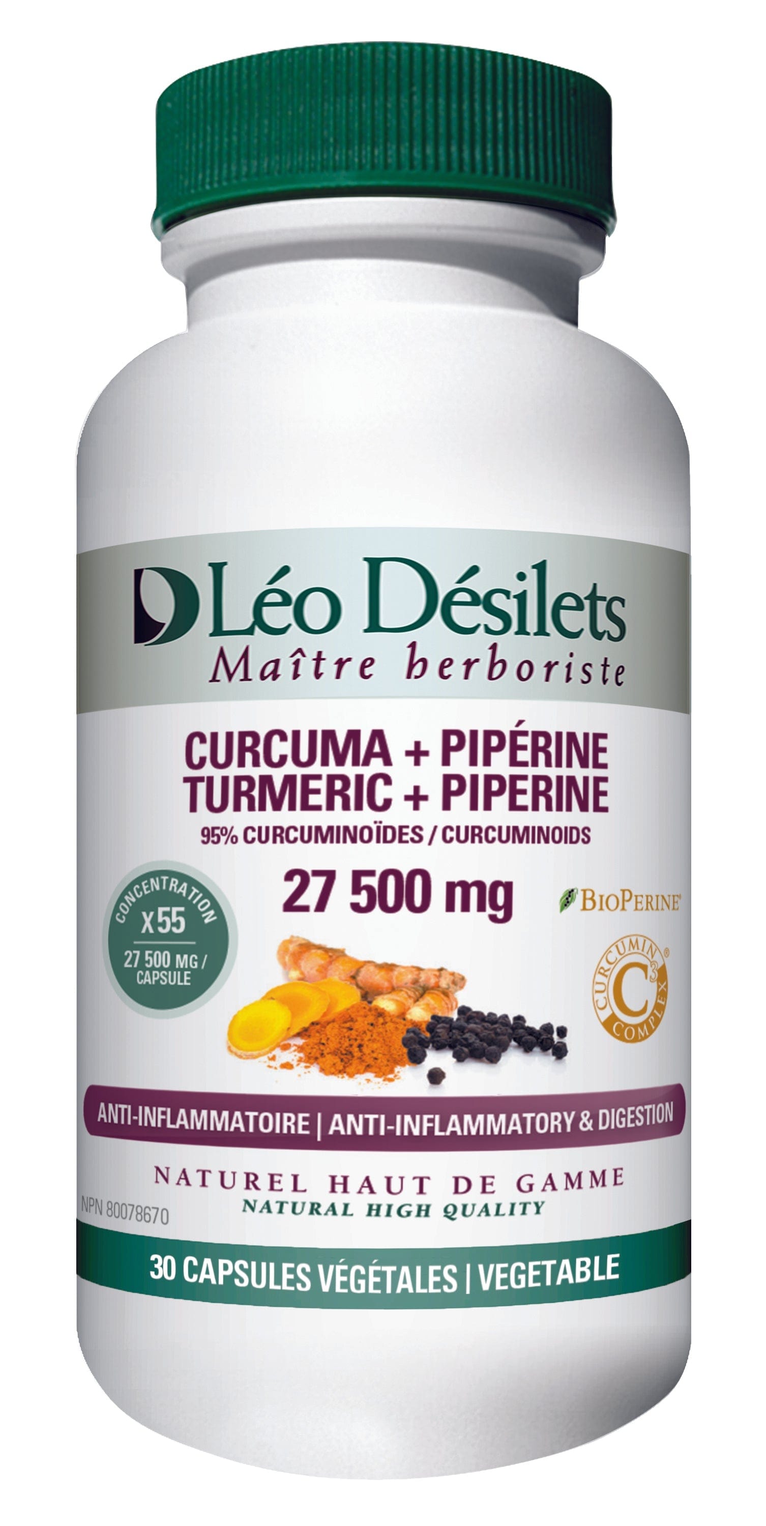 DÉSILETS LÉO Suppléments Curcuma+Piperine 27 500mg 30caps