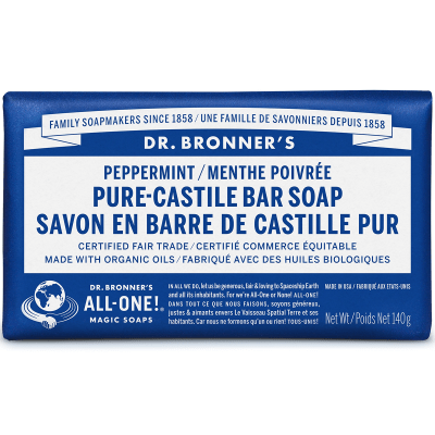 DR.BRONNER'S Soins & beauté Savon en barre de castille menthe poivrée 140g