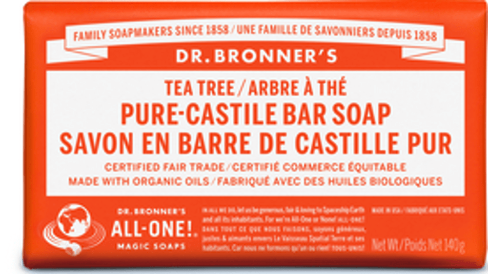 DR.BRONNER'S Soins & beauté Savon en barre de castille pur arbre à thé 140g