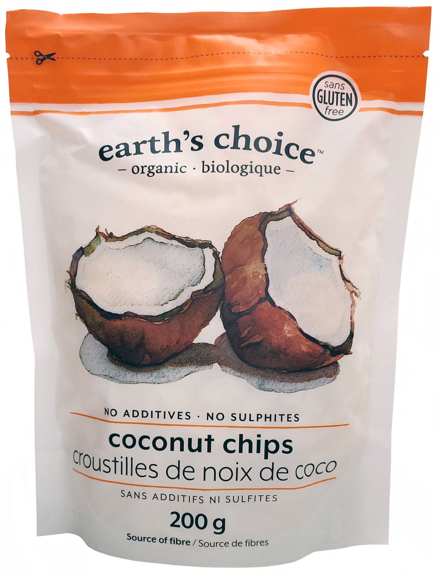 EARTH'S CHOICE Épicerie Croustilles de noix de coco bio 200g