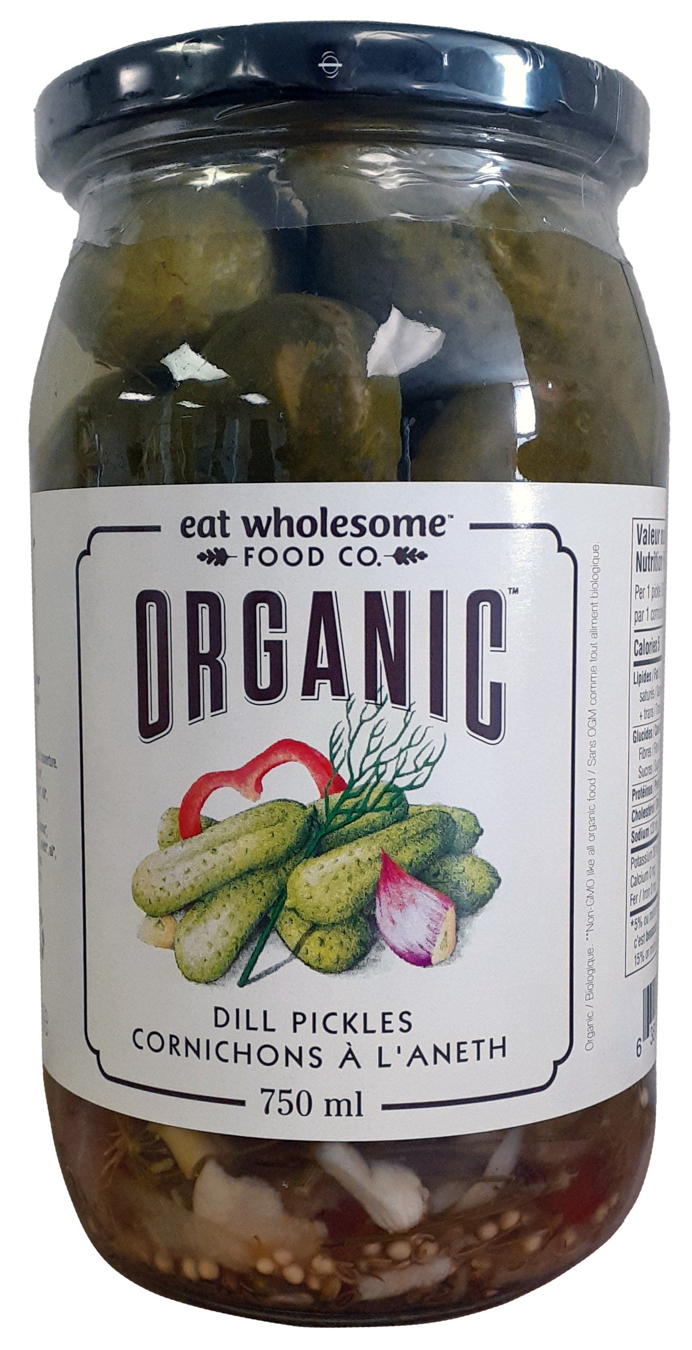 EAT WHOLESOME Épicerie Cornichons à l'aneth bio 750ml