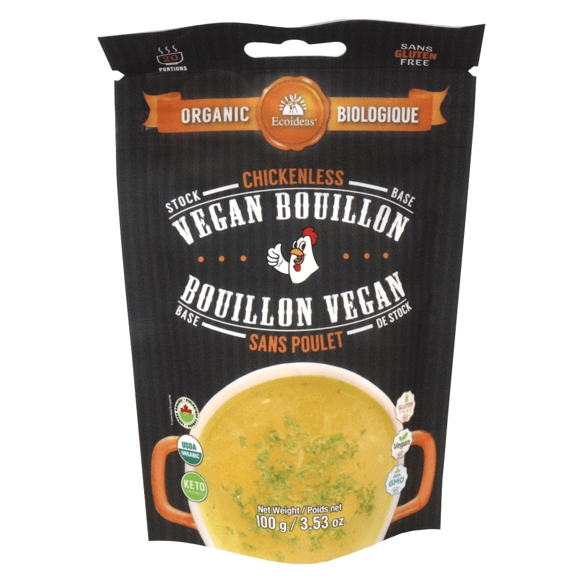 ECOIDEAS Épicerie Bouillon vegan sans poulet saveur de poulet bio 100g