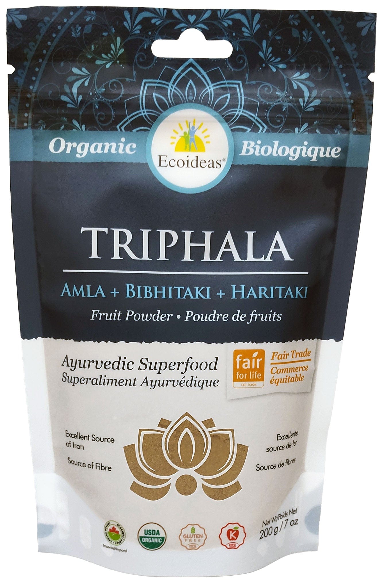 ECOIDEAS Épicerie Triphala (amla+bibhitaki + haritaki) bio 200g