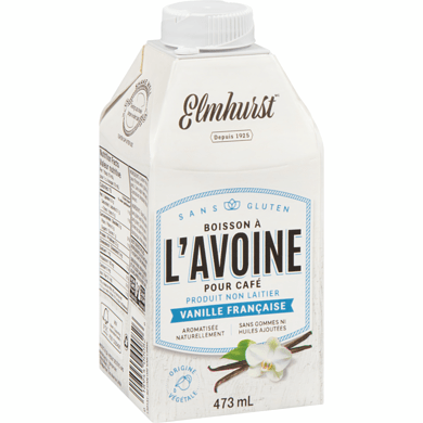 ELMHURST Épicerie Boisson à l'avoine pour café vanille française 473ml
