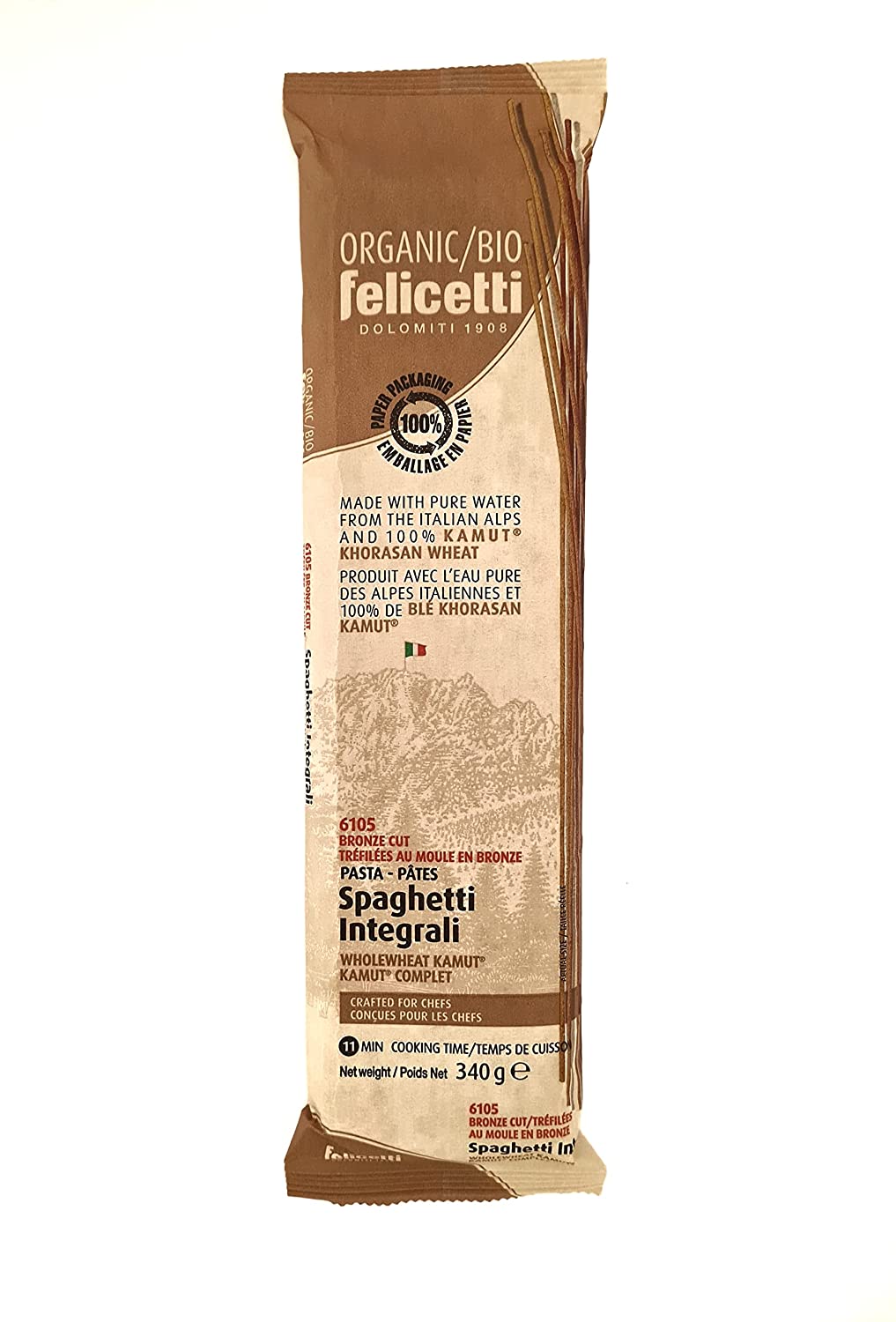 FELICETTI Épicerie Pâtes spaghetti kamut complet integrali bio 340g