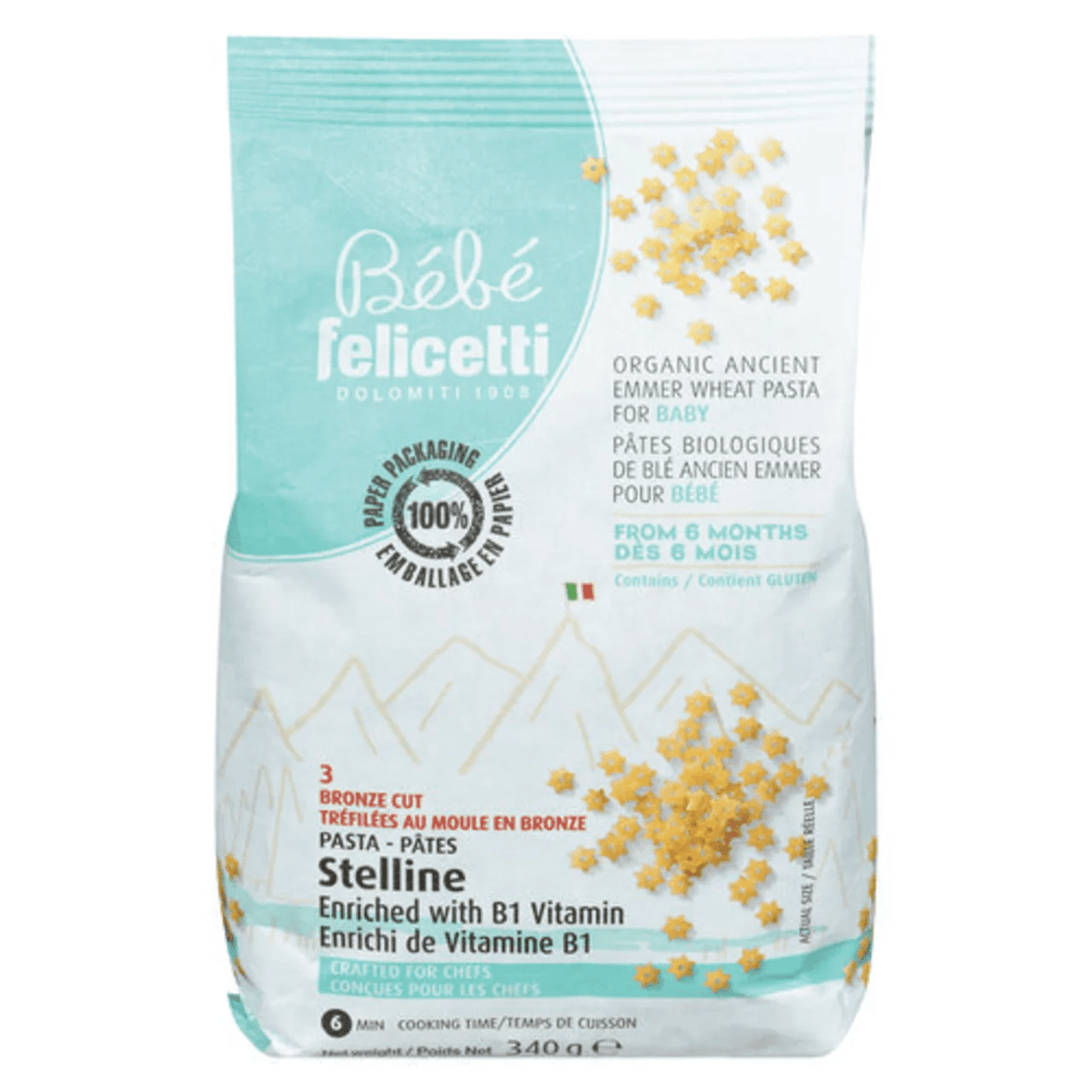 FELICETTI Épicerie Pâtes stelline emmer blé dur bio 340g
DATE DE PÉREMPTION : 16 NOVEMBRE 2026