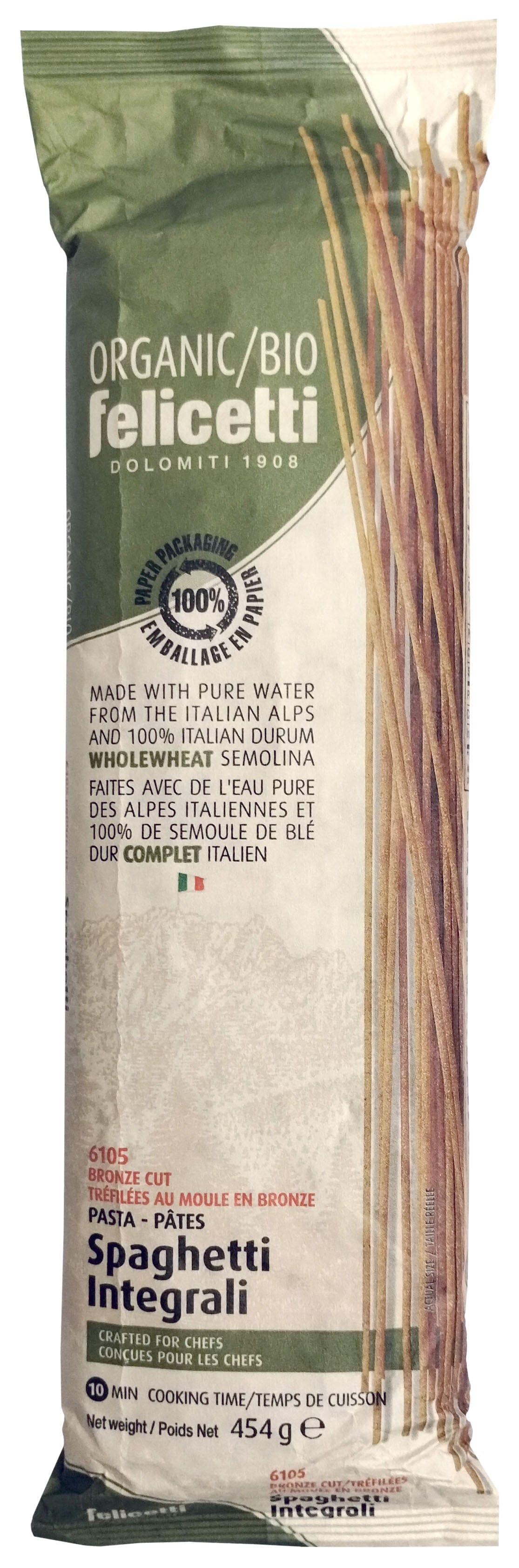 FELICETTI Épicerie Spaghetti blé dur complet bio 454g