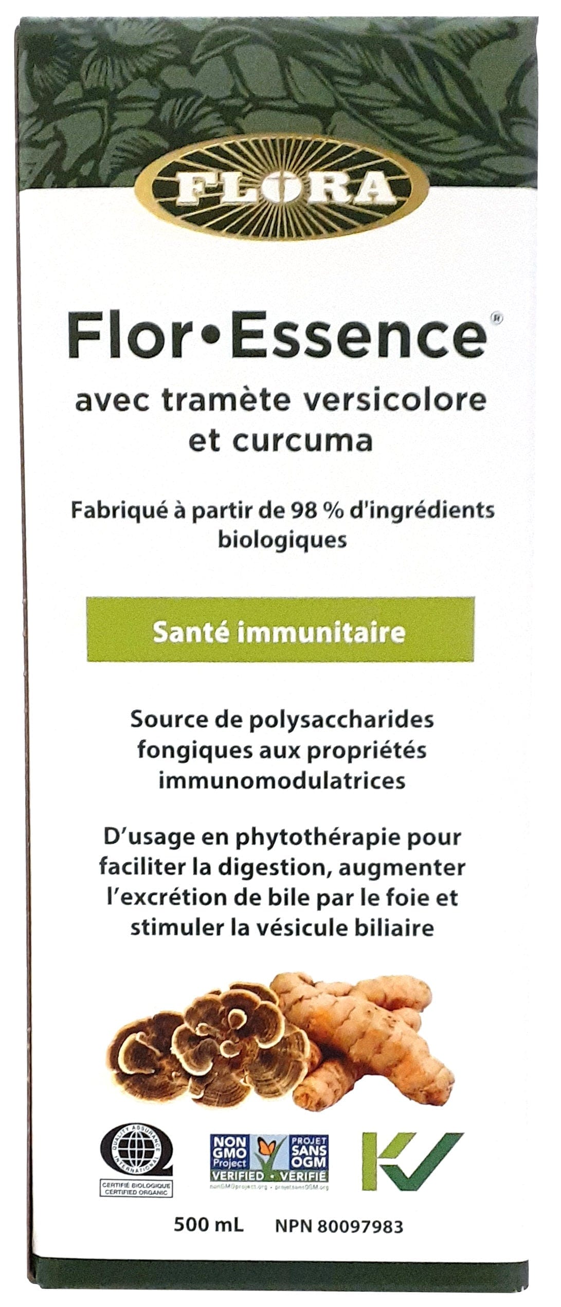 FLORA Suppléments Flor-essence avec tramète versicolore et curcuma  500ml
