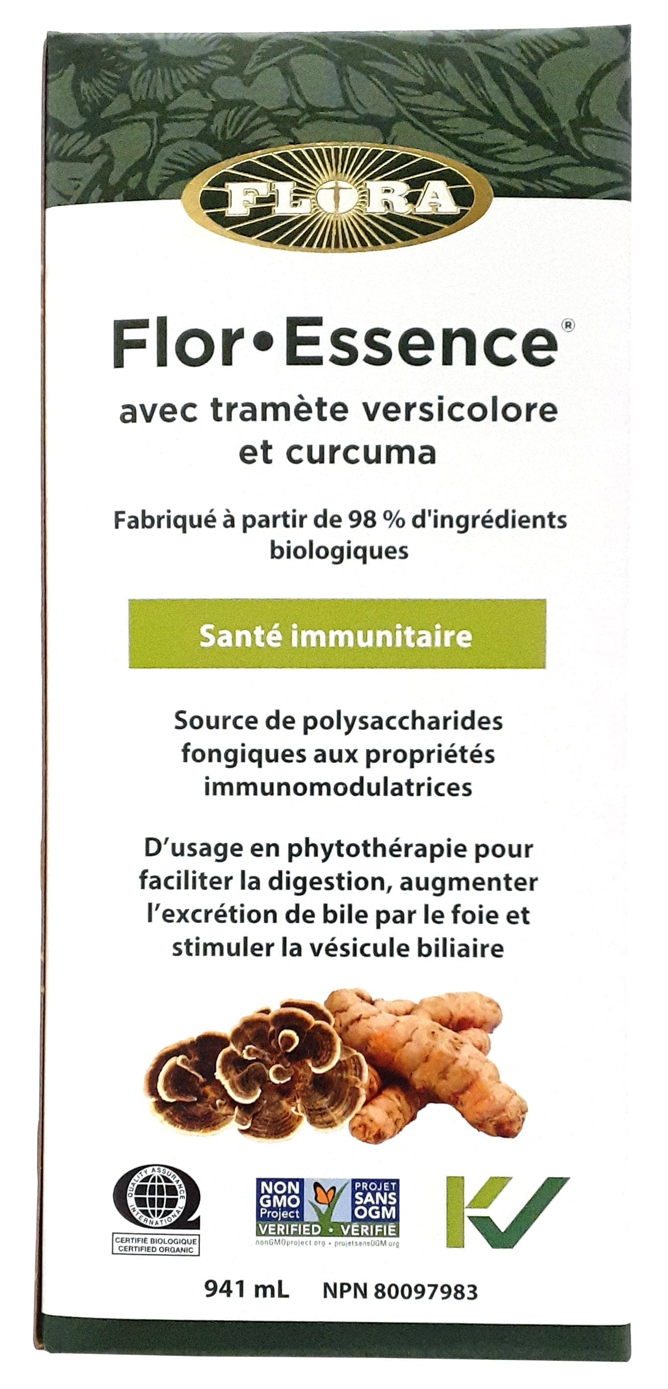 FLORA Suppléments Flor-essence avec tramète versicolore et curcuma  941ml