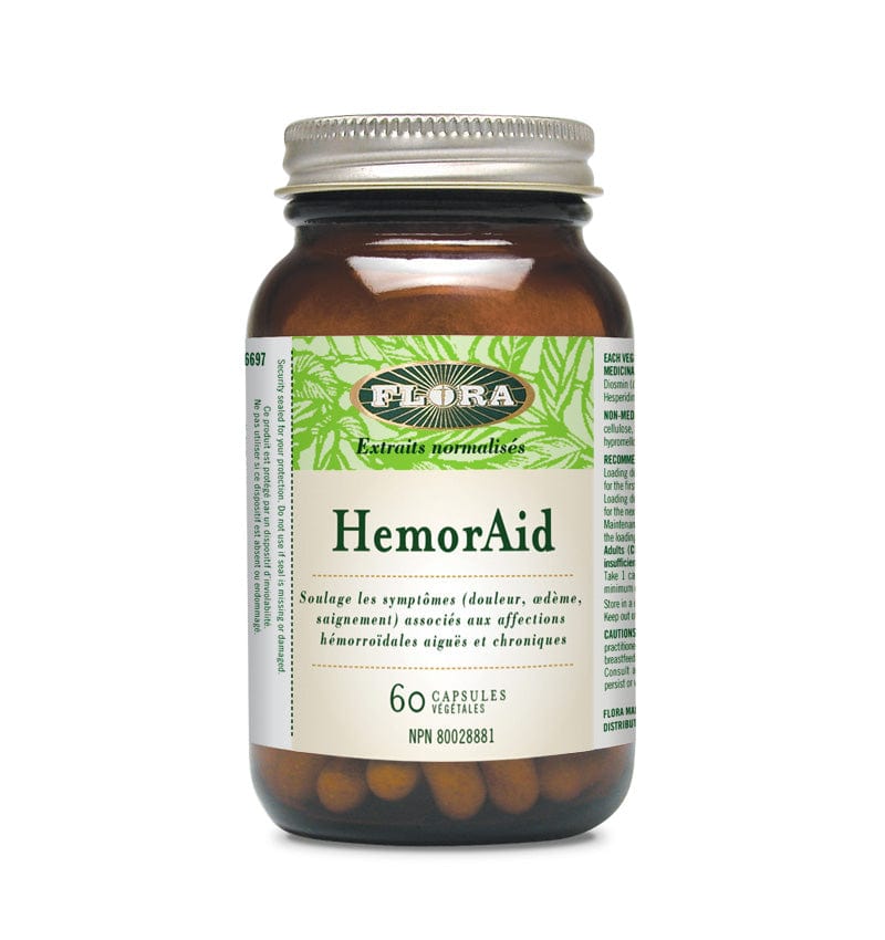 FLORA Suppléments HemorAid (soulagement naturel des hémorroïdes) 60caps