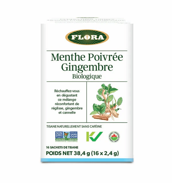 FLORA Suppléments Menthe poivrée et gingembre bio 16s