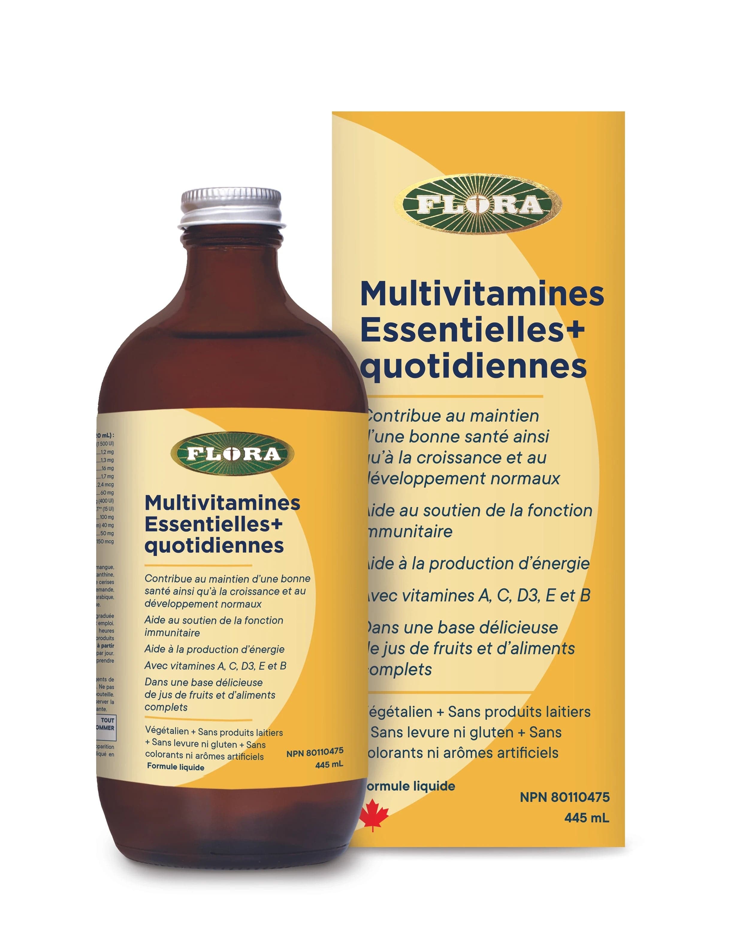 FLORA Suppléments Multivitamines essentielles + quotidiennes  445ml