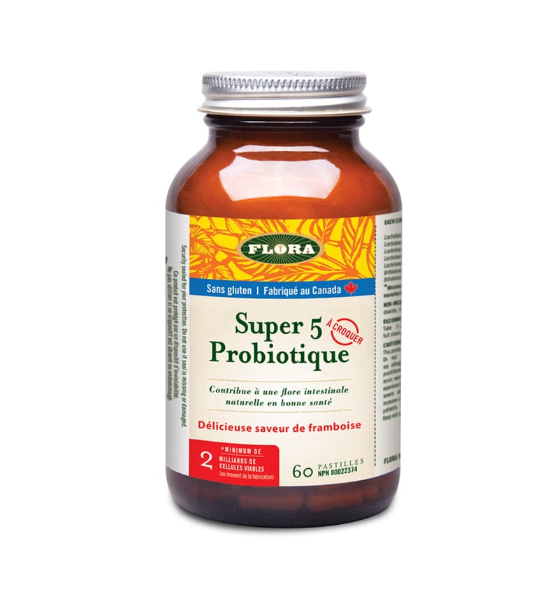 FLORA Suppléments Super 5 plus probiotiques (4 ans+) 60past.