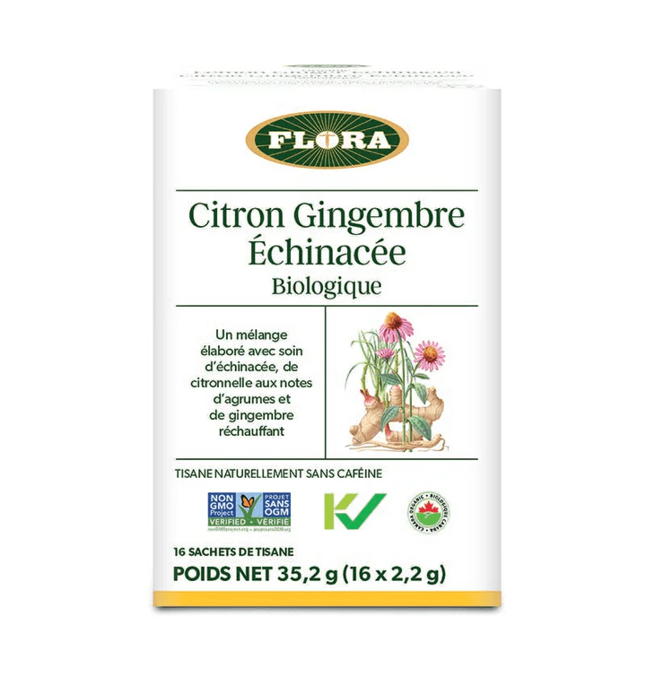 FLORA Suppléments Tisane citron/ gingembre / échinacée bio 16s