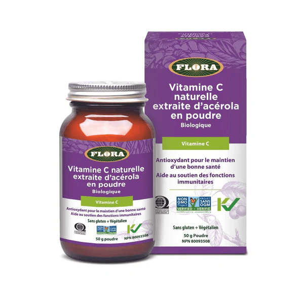 FLORA Suppléments Vitamine C naturelle extraite d'acérola bio 90vcaps