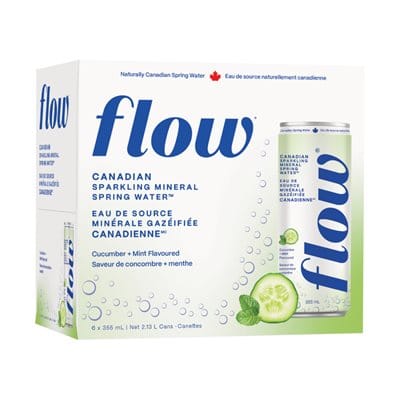 FLOW Épicerie Eau de source minérale gazéifiée concombre et menthe 6x355ml