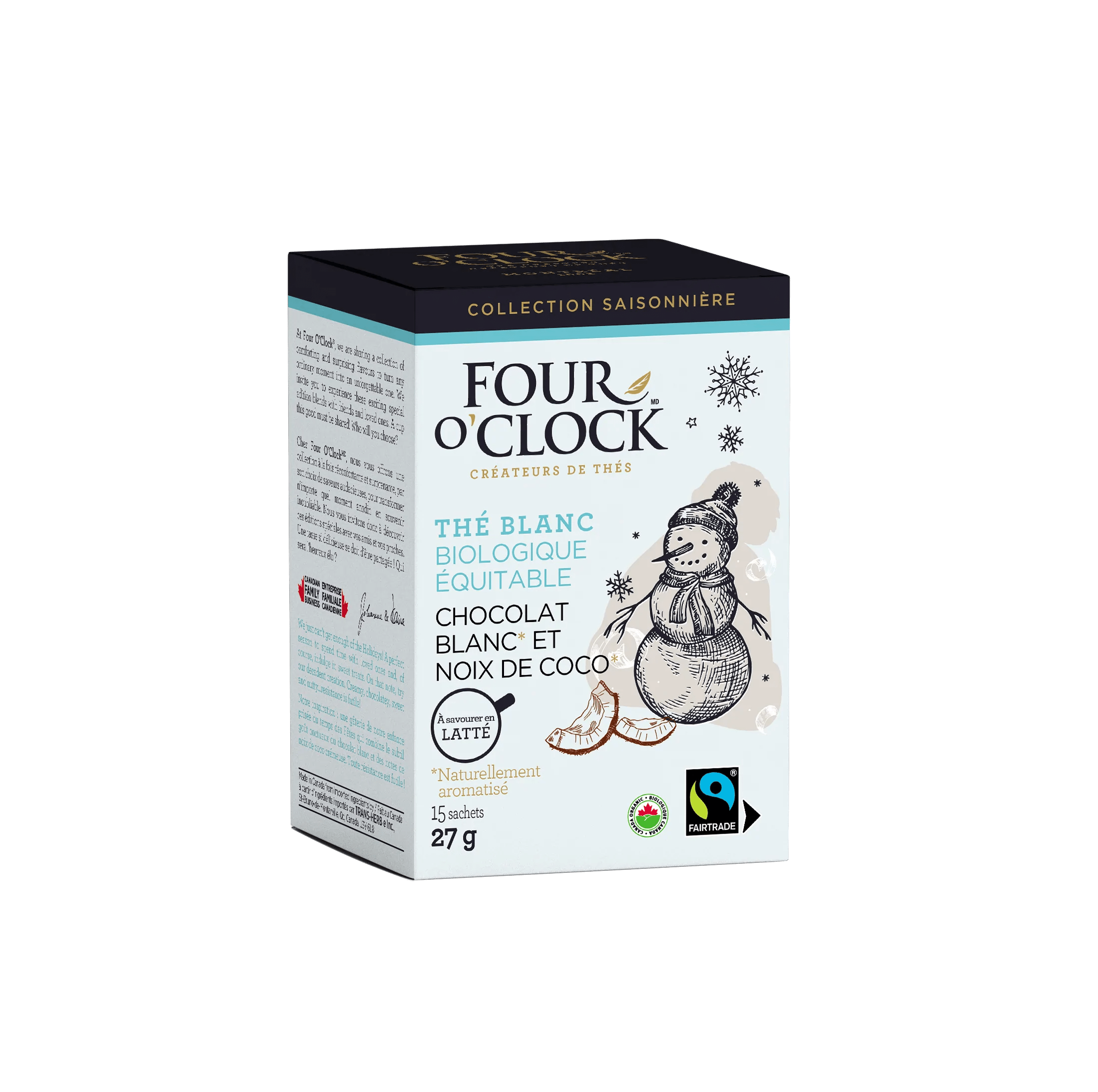 FOUR O'CLOCK Épicerie Thé blanc chocolat blanc et noix de coco bio  15's