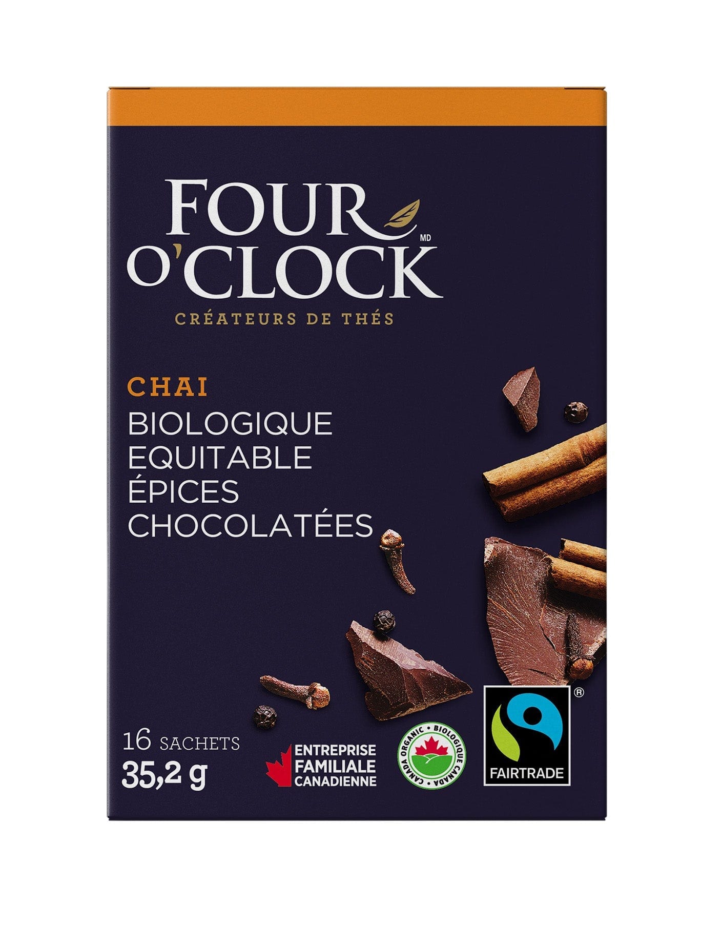 FOUR O'CLOCK Épicerie Thé chaï épices chocolatées bio 16's