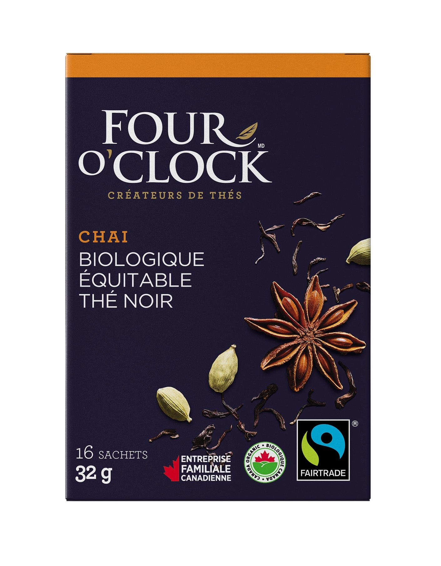 FOUR O'CLOCK Épicerie Thé noir chaï bio 16s