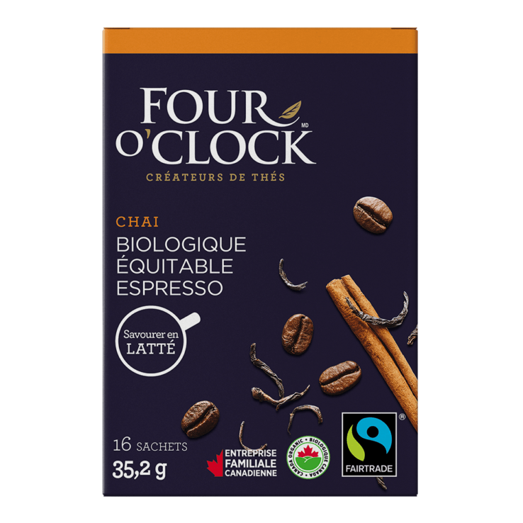 FOUR O'CLOCK Épicerie Thé noir espresso chai bio 16s